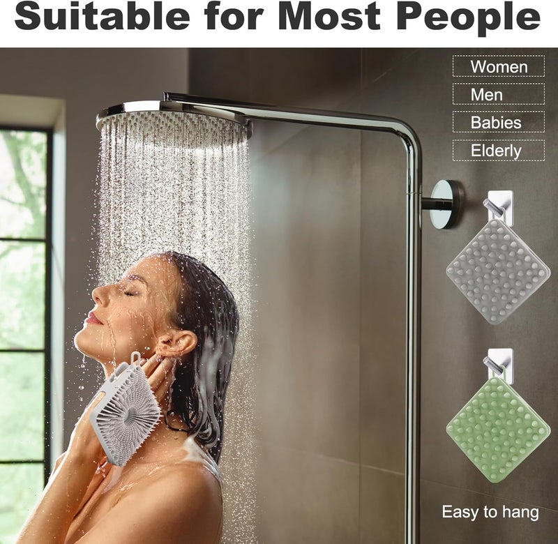 HAYSNA Silicone Body Scrubber, Loofah Double-Sided Body Brush, Shower Scrubber and Scalp Massager Shampoo Brush for Sensitive Kids Women Men All Kinds of Skin (Cool Gray) - Image 2